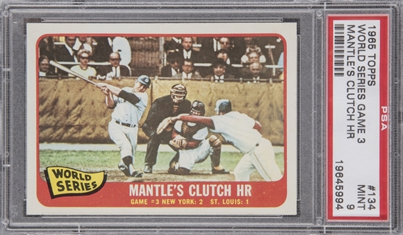 1965 Topps #134 World Series Game 3 "Mantles Clutch HR" – PSA MINT 9 